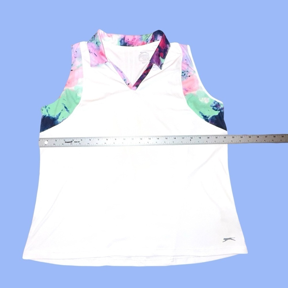SLAZENGER Women’s Marble Pin Tuck Sleeveless Golf Polo - Multi Marble White XXL - Picture 8 of 13